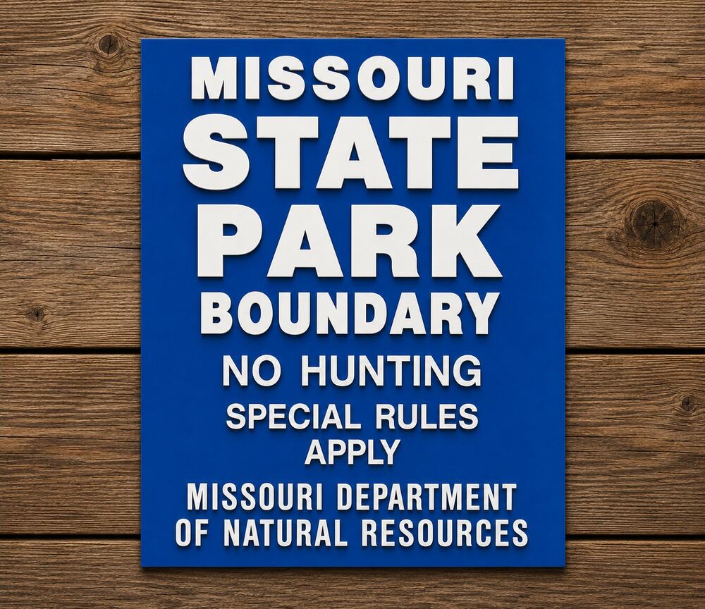 Missouri State Park Boundary Sign No Hunting Department of Natural Resources DNR